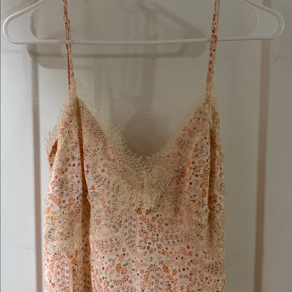 LOFT Peach and Green Floral Slip Dress - Picture 2 of 7